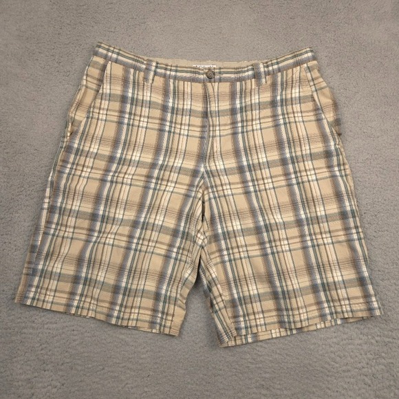 Columbia Other - Columbia Plaid Shorts Mens 38 Beige Blue Cotton Casual Outdoor Summer Lightweigh